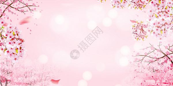 日系小清新素材唯美樱花背景设计图片