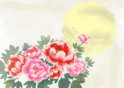 中国风水彩水墨牡丹背景图片