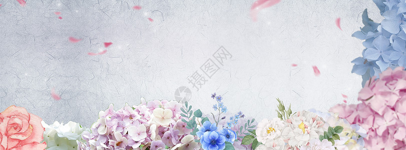粉色杜鹃花花簇浪漫花瓣背景设计图片