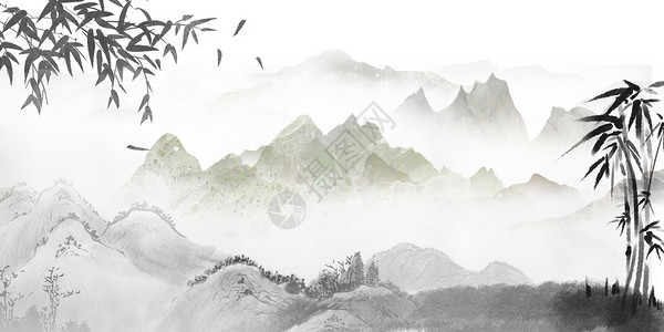 书中国风云雾中的书籍设计图片