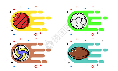 排球运动设计mbe风运动图标插画