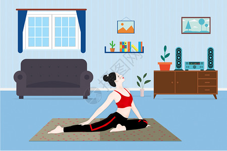健身环境室内瑜伽健康运动插画插画