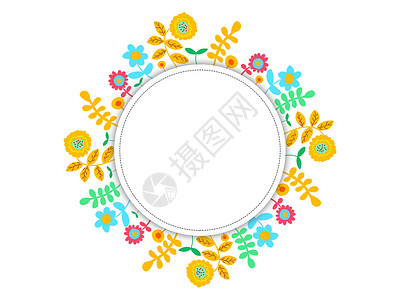 花卉圆框绿叶圆框高清图片