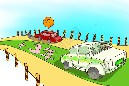 三年模拟新能源车购置税优惠插画