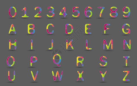 彩色拼接字母矢量创意拼接字母插画