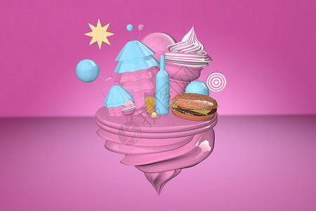 插画芝士汉堡甜蜜海角设计图片