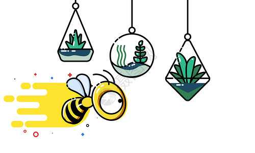 蜜蜂元素mbe植物插画