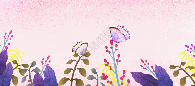 彩色蝴蝶花卉插画高清图片
