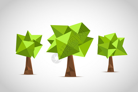 几何形状的树矢量低多边形树插画