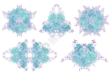 对称纹样水彩清新多肉插画