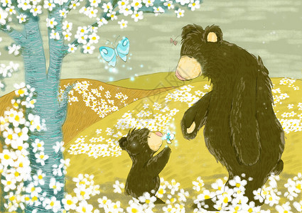 睡觉的熊宝宝母亲节的感谢插画