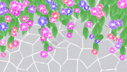 紫色喇叭花花卉背景素材插画