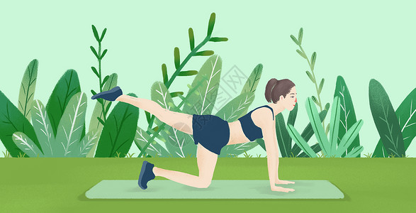 植物健康瑜伽插画