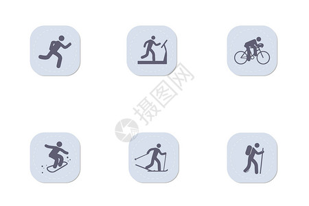 滑雪器材运动图标插画