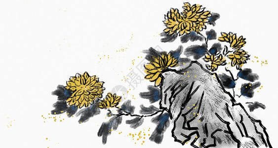 清明免费中国风水墨花卉插画
