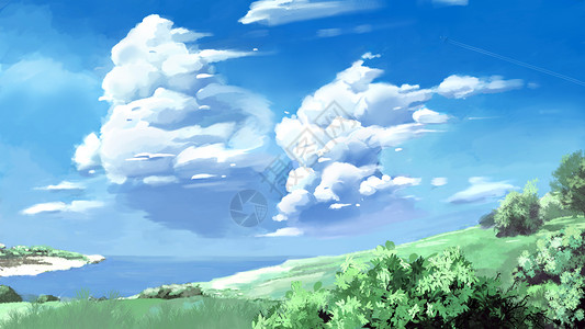 蓝天白云日系夏天高清图片