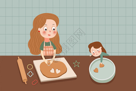 食物模型亲子教育插画