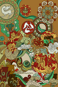 中国元素插画背景图片