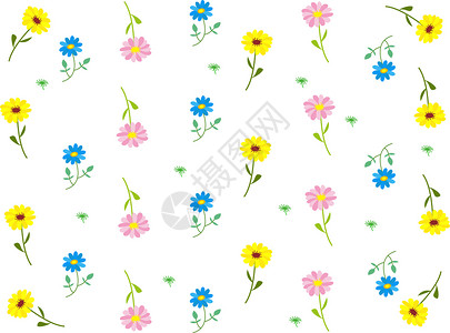 矢量平铺花卉背景素材背景图片