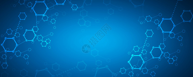 蓝色生物分子结构医疗背景设计图片