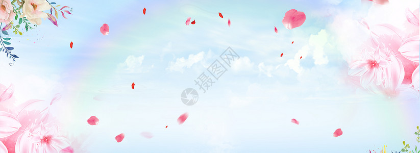 樱花与蓝天化妆品banner设计图片