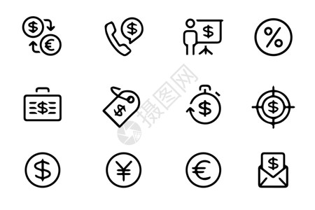 电脑增长图标志金融图标插画