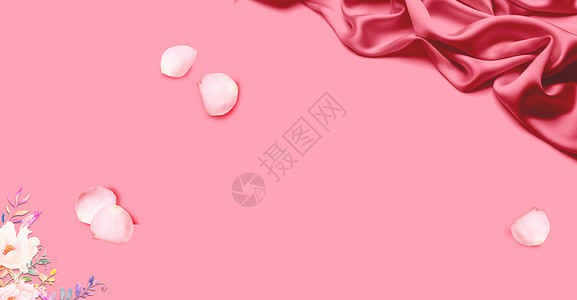 粉红色背景海报粉色浪漫丝绸背景设计图片