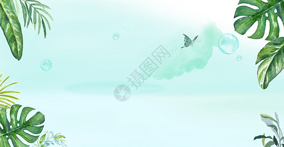 蝴蝶水彩素材清新水彩背景设计图片