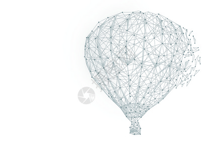 黑白色英文气球创意线条热气球背景设计图片
