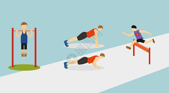 跨栏比赛扁平运动健身人物插画