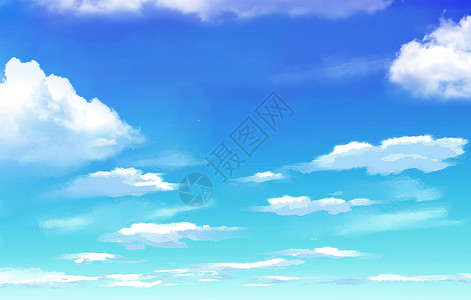 白林海素材蓝天白云背景插画