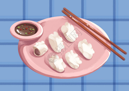 醋蘸料饺子插画