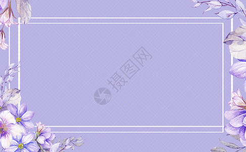 水彩花环卡片紫罗兰清新背景设计图片