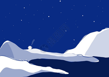 北欧夜空冰岛天空插画