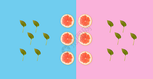 橘子元素创意西柚切片色彩背景设计图片