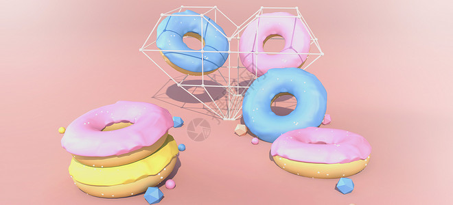 三个甜甜圈甜甜圈背景设计图片