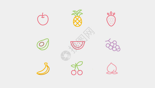初夏水果图标水果图标icon插画