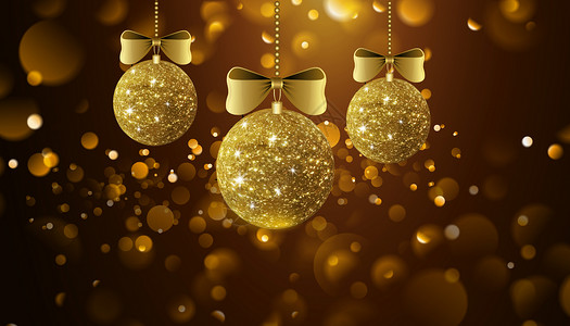 红色闪光圣诞球金色球体背景设计图片