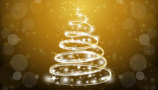 圣诞树挂饰金色光晕背景设计图片