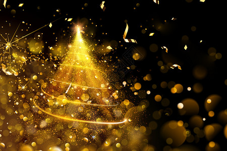 圣诞树挂饰素材金色光芒背景设计图片