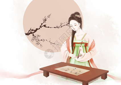 中国古典文化中国印象汉服插画