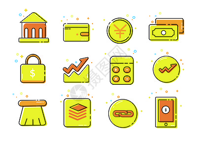 银行手机金融图标插画