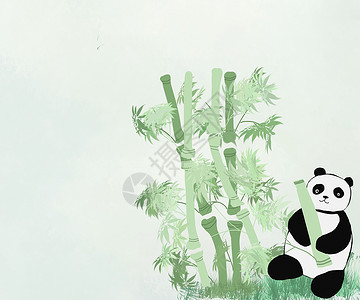 手写中国元素竹熊猫插画