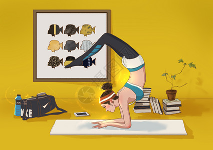 运动包素材瑜伽插画