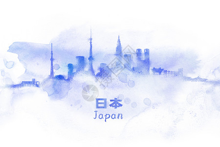 日本水彩插画背景图片
