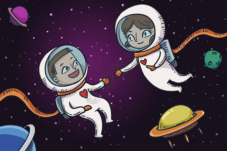太空航天员太空宇航员漫画高清图片