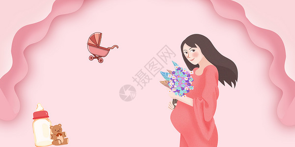 一丛红色康乃馨母亲节海报背景设计图片