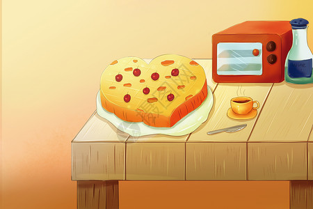 烤箱面包美食蛋糕插画