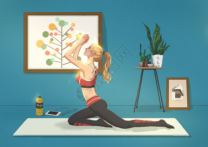 手机相框素材瑜伽插画