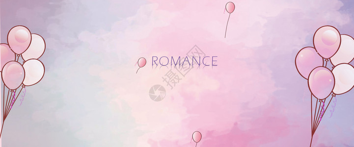 紫色浪漫气球温馨情感背景设计图片